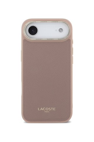 Apple Uyumlu iPhone 17 Air Kılıf Lacoste Lisanslı M-safeli Champs Elysees Pu Deri Tasarımlı Kapak Pembe Pembe