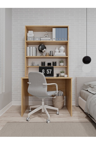 Asra Trend %100 Mdflam Raflı Çalışma Masası Bilgisayar Ofis Ders Masası Çm-03 Safirmeşe