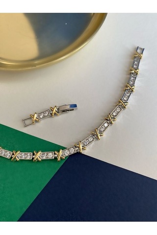 Pinery Jewels Vıp Tiff X Suyolu Zirkon Taşlı Bileklik Altın