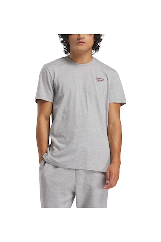 Reebok Id Small Logo Tee Gri Erkek Kısa Kol T-shirt Gri-kırmızı