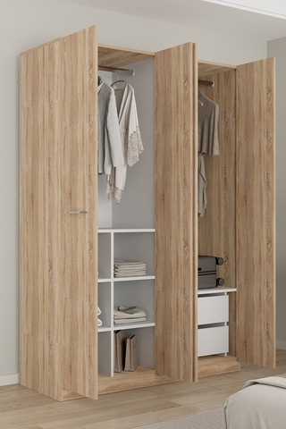 Aeka Ae-3190 Burç 4 Kapaklı Çok Bölmeli Askılı Raflı Ve Çekmeceli 210x140x53cm Gardırop Sonomo - Sonomo