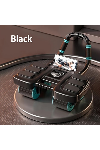 Honeybeeshop Lingpeng Akıllı Ab Roller Otomatik Geri Dönüş 4 Tekerlekli Karın Kası Aleti Siyah