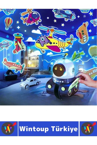 Dekoratif Gezegen Hayvan Özel Gün 21 Farklı 3d Film Çocuk Bebek Odası Robot Projektör Gece Lambası Çok Renkli