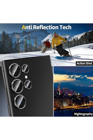 Samsung Uyumlu Galaxy S24 Ultra Kamera Lens Camı Koruyucu Safir Hd Siyah