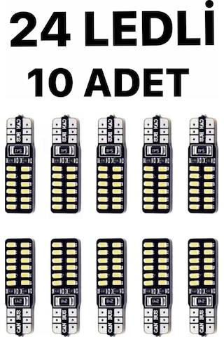 T10 Led 24 Ledli Metal Ultra Beyaz Park. Plaka. Tavan Ampulü 10 Adet