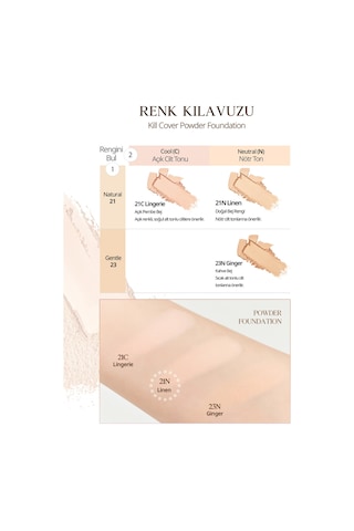Hafif Yapılı, Pürüzsüz Mat Bitişli Pudra Fondöten Clıo Kill Cover Powder Foundation 21n Linen 21