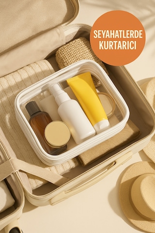 Su Geçirmez Pvc Makyaj Ve Organizer Düzenleyici Seyahat Çantası