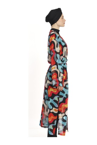 Haliç Mayo Tesettür Mayo Üzerine Tek Kaftan Pareo 6303 Siyah