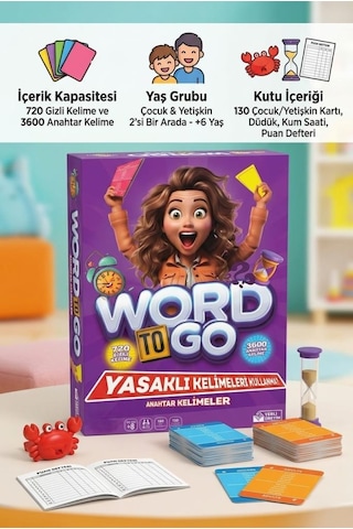 Word To Go 720 Gizli Kelimeli 3600 Anahtar Kelimeli 260 Kartlı Eğitici 4+ Kişilik Aile Kutu Oyunu