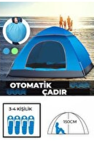 Otomatik Havada Açılan Su Geçirmez Çadır 4 Kişilik Renkli