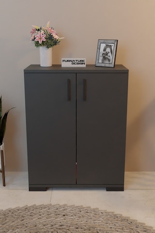 2 Kapaklı Çok Amaçlı Raflı Erzak Dolabı Mutfak Dolabı - Antrasit