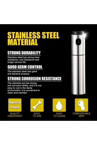 Yuntech01 Stainless Steel Yağ Spreyi - Barbekü Ve Mutfak İçin Basınçlı Kontrollü Yağ Damlatıcı, 135ml Kapasite, Gümüş Rengi 1 Adet Çok Renkli