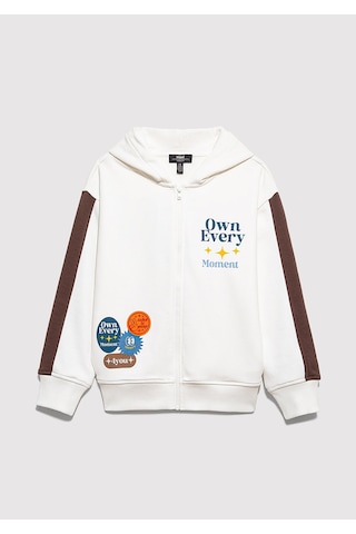 Mavi - Baskılı Kapüşonlu Ekru Sweatshirt 6s10165-70057 Ekru