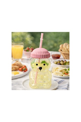 Bearista Ayıcık Pipetli Borosilikat Bardak 580 Ml Pembe Kız Çocuk & Yetişkin Pembe