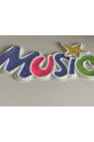 24x13 Cm Renkli Music Yıldızlı Yazılı Aplike Renkli