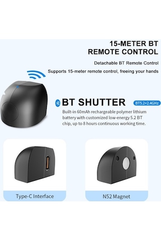 Pazly Manyetik Dönen Telefon Tutucu 15w Kablosuz Hızlı Şarj, Bluetooth Kumandalı, Video Çekim Ve Canlı Yayın Aksesuarı/