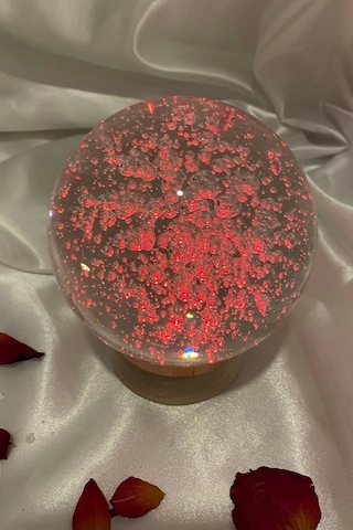 3d Led Işık Cam Küre Çok Işıklı Ahşap Hava Kabarcığı Büyük Boy 10 Cm