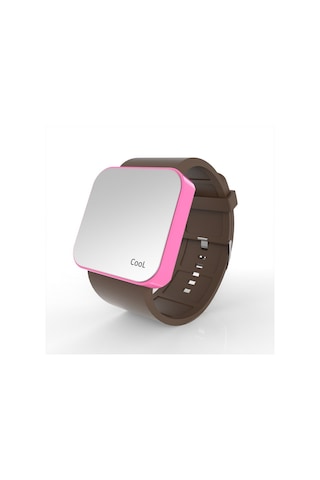 Cool Watch Saat - Pembe Led Kasa - Kahverengi Kayış Unisex