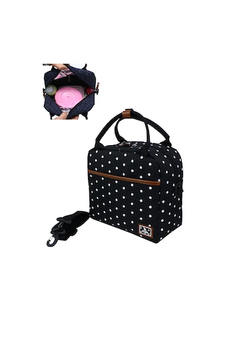 Stylo Food Bag Mama Ve Çok Amaçlı Yemek Taşıma Termos Çantası Puanlı Siyah