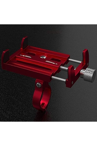 Kr01 Bisiklet Motorsiklet Gidon Telefon Tutucu,metal Vidalı Kırmızı