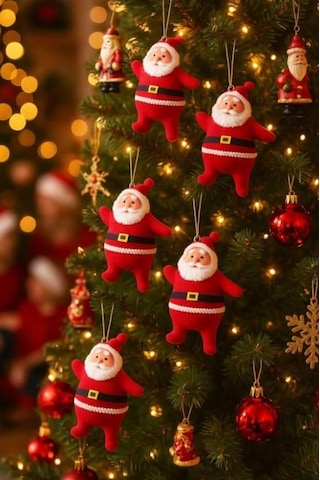 5cm 6 Adet Mini Yılbaşı Ağacı Süsü Noel Baba Ağacı Süsü 6 Adet/paket