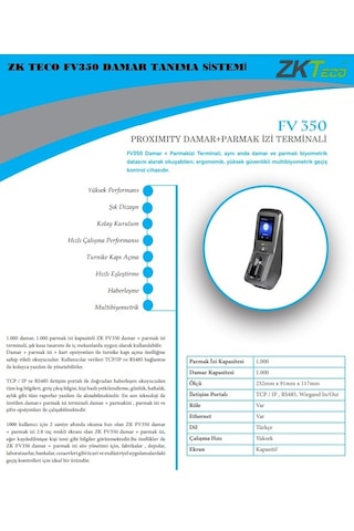 ZK TECO FV350 DARAM TANIMA PERSONEL TAKİP SİSTEMİ