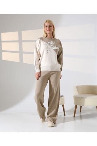 Renk Bloklu Triko Takım Vizon