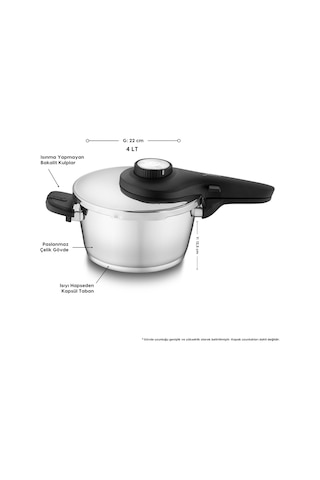 Jumbo Prime Master 4 Litre Düdüklü Tencere Çelik