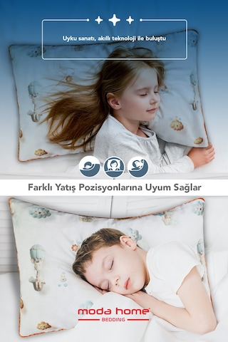 2 Adet Müslin Kumaşlı Ortopedik Çocuk Yastığı,visco Parçacıklı Pamuk Kılıflı 40 60 1100 Gr Bulut Beyaz Bulut