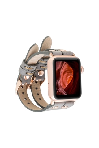 Apple Uyumlu Watch Deri Kordon Ely Double Tour Rst9 Gri