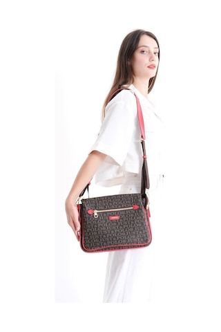 Just Polo Lüks Tasarım Kadın 3 Gözlü Çapraz Postacı Ve Omuz Çantası 29x20cm Kahverengi Kırmızı