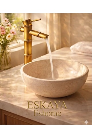 Eshome Lüks Banyo Bataryası Pirinç Gövde Çanak Lavabo Uyumlu Modern Tasarım Musluk Altın - Gold
