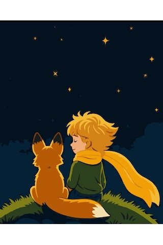 Denic Sayılarla Boyama Seti 40x50 Cm (Çıtalı) Fırça Boya Dahil Numaralı Tuval Tilki ve Cocuk