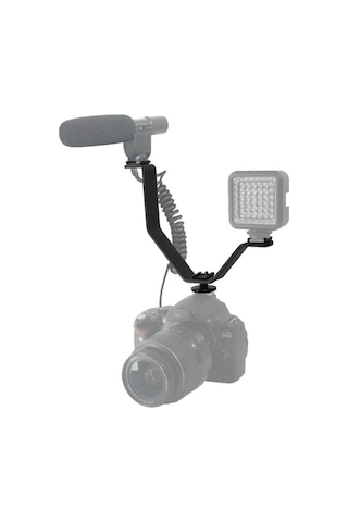 Fotga V49 Üçlü Cold Shoe V Bağlantı Aparatı Büyük Siyah