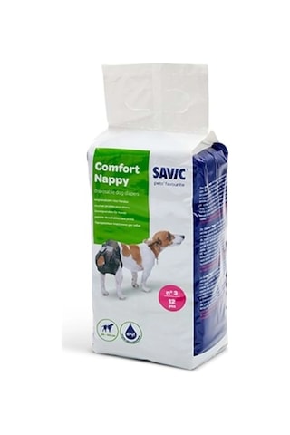 Savic Comfort Nappy 3 Köpek Bezi: 36-54 Cm, Süper Emici Tek Kullanımlık 12 Adet