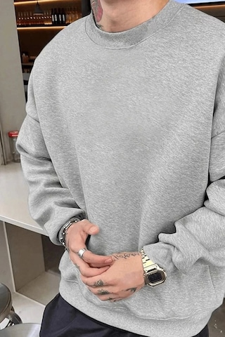 Erkek Düz Bisiklet Yaka Sweat - Gri Gri Erkek Düz Bisiklet Yaka Sweat - Gri Gri