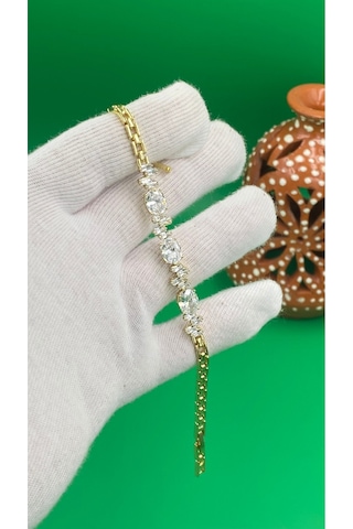 Xuping 14k Damla Taşlı Altın Renk Kadın Bileklik