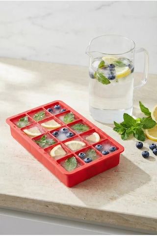 15 Hazneli Silikon Buz Kalıbı & Çok Amaçlı Buzluk Ve Dondurucu Organizeri 12x19 Cm Siyah