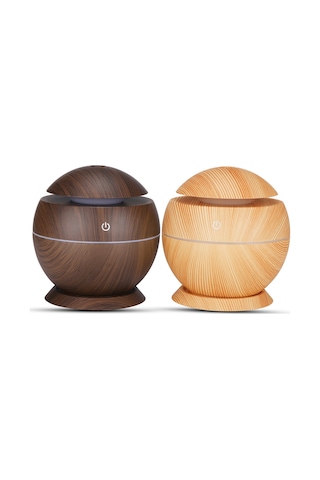 Honmex Hava Nemlendirici Aromaterapi Makinesi 130ml Usb 7 Renk Led Işıklı Orta Boy Odalar İçin Açık Ahşap Desenli Tabanlı