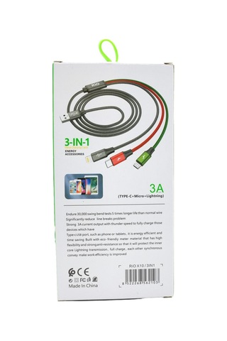 Rio 3-in-1 Metal Şarj Kablosu - Type-c, Micro Usb Ve Lightning Uyumlu