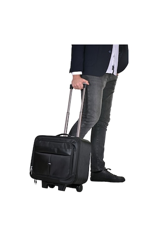 Çekçekli Orta Boy Lüx Kasalı Siyah Pilot, Evrak, Laptop, Notebook Çantası Karışık