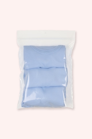 Panço Yenidoğan Kısa Kollu Çıtçıtlı 3'lü Mavi Body 2501BN03001