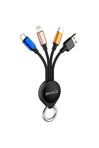 Ekılıf - Kablo 3 İn 1 Usb Kablo Oks - Siyah - T19246 Siyah