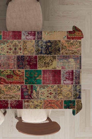 Çok Renkli Patchwork Dokuma Leke Tutmaz Masa Örtüsü Mso293n11