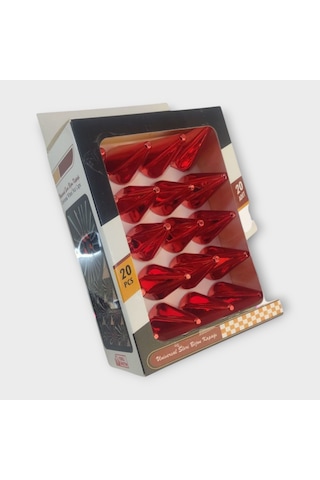 17mm Sivri Parlak Kırmızı Bijon Kapağı 20li Set