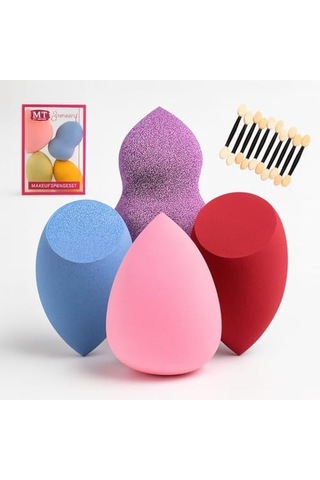 Tr Makyaj Süngeri Seti, Göz Farı Uygulama Çubuğu 10'lu, Latex,free Beauty Blender Süngerleri, Çift Taraflı Aplik