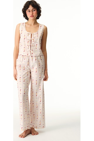 Penti Renkli Morning Time Desenli Pamuklu Pantolon Pijama Takımı