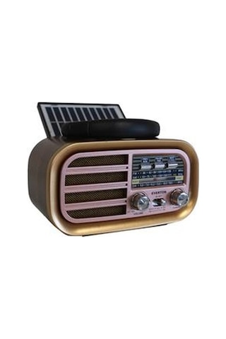 Everton RT-877 Güneş Enerji Panelli BT FM USB TF AUX Şarjlı Nostaljik Radyo
