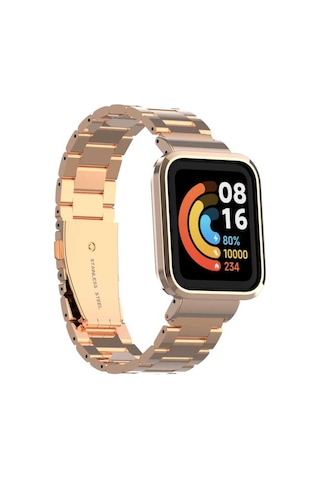 Xiaomi Redmi Watch Mi Watch Lite Uyumlu Krd-60 Metal Kordon-hkm-rose Gold