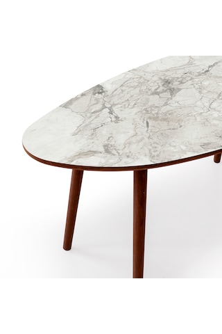 Nora Mdf Ahşap Orta Sehpa - Beyaz Mermer Desen